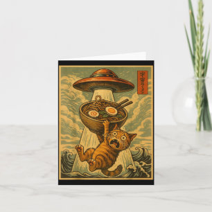Lustige japanische Katzen-Ramen-Ufo-Anime-Männer-F Karte