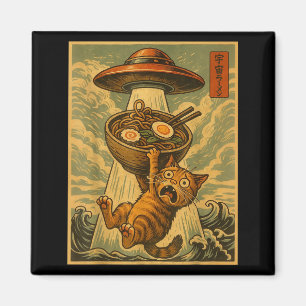Lustige japanische Katzen-Ramen-Ufo-Anime-Männer-F Magnet