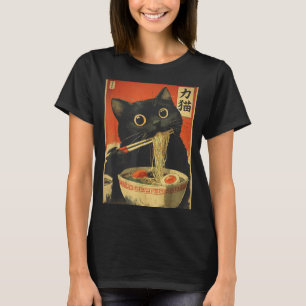 Lustige japanische Kawaii-Katze, die Ramen isst An T-Shirt