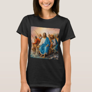 Lustige Jesus-Malerei von Jesus beim Fischen mit s T-Shirt