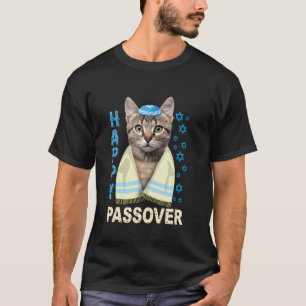 Lustige jüdische süße Katze mit Kippah Matzah froh T-Shirt