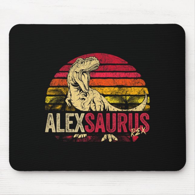 Lustige Jungen Alex Saurus Dinosaurier Rex Name Mousepad (Vorne)