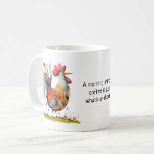 Lustige Kaffee-Einstellung Whimsical Folk Art Hahn Kaffeetasse