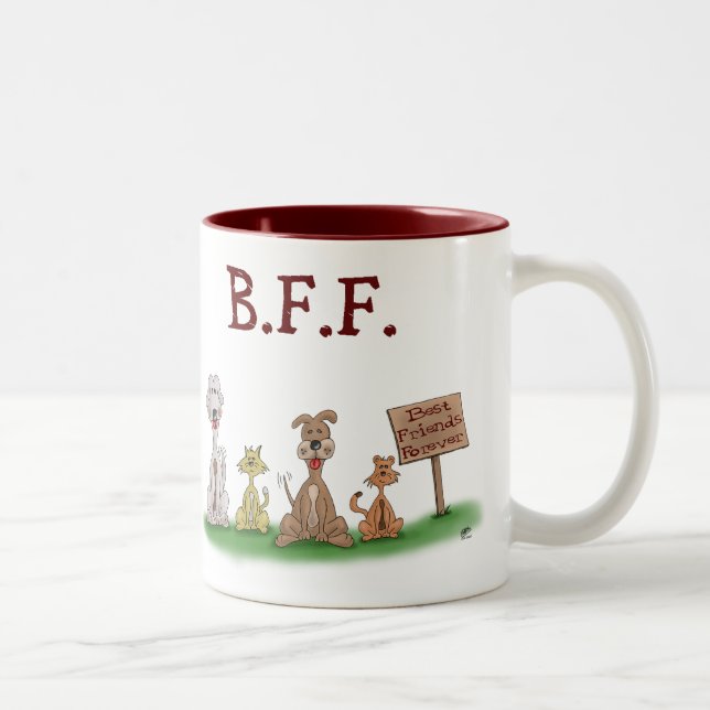 Lustige Kaffee-Tassen: Beste Freunde für immer Zweifarbige Tasse (Rechts)