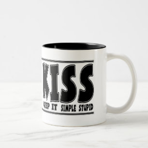 Lustige Kaffee-Tassen: Kuss-Prinzip Zweifarbige Tasse