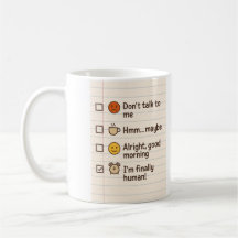Lustige Kaffeestimmung-Checkliste-Tasse – Ich bin 