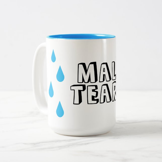 Lustige Kaffeetasse mit männlichen Tränen  (Vorderseite Links)