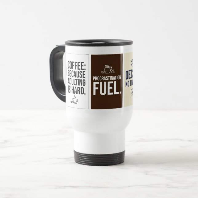 Lustige Kaffeetasse mit Zitat – Flache typografisc (Vorderseite Links)