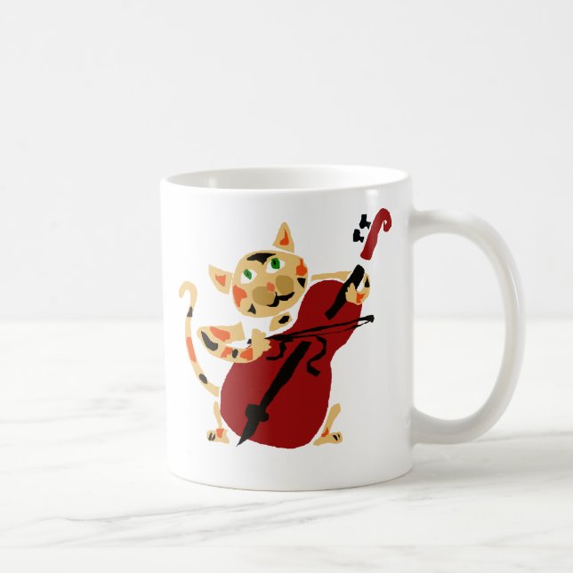 Lustige Kaliko-Katze, die Cello-Kunst-Cartoon Kaffeetasse (Rechts)