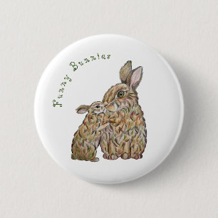 Lustige Kaninchen. Bleistiftzeichnung Button