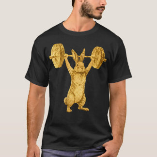 Lustige Kaninchen-Gewichtheber-Illustration Hase T-Shirt