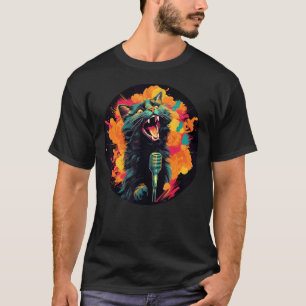 Lustige Karaoke-Katze Miau für Songwriter und Katz T-Shirt