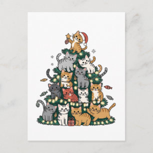 Lustige Kätzchen Weihnachtsbaum Katze Haustier Tie Ankündigungspostkarte