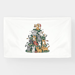 Lustige Kätzchen-Weihnachtsbaum-Katze-Haustier-Tie Banner