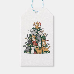 Lustige Kätzchen-Weihnachtsbaum-Katze-Haustier-Tie Geschenkanhänger