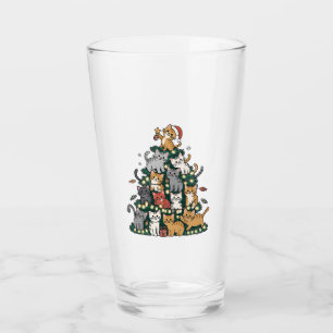 Lustige Kätzchen Weihnachtsbaum Katze Haustier Tie Glas