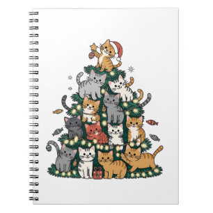 Lustige Kätzchen Weihnachtsbaum Katze Haustier Tie Notizblock