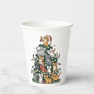 Lustige Kätzchen Weihnachtsbaum Katze Haustier Tie Pappbecher