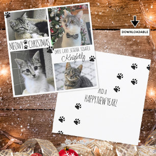 Lustige Katze 4 Foto Pfotenabdrücke MEOWY WEIHNACH Karte