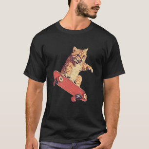 Lustige Katze auf einem Skateboard Skateboardfahre T-Shirt