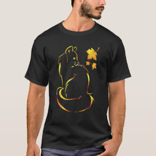 Lustige Katze Blatt Herbst Hallo Herbst Für Süße K T-Shirt