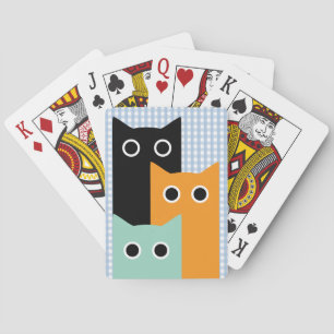 Lustige Katze, blaues Gingham Spielkarten