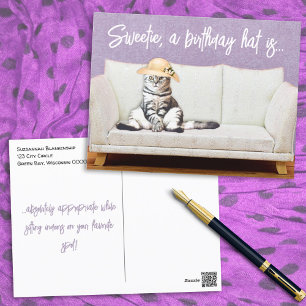 Lustige Katze Blumen-Sonnenhut Benutzerdefinierte Postkarte