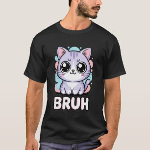 Lustige Katze Bruh Kawaii Meme Katze für Jungen, M T-Shirt