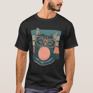 Lustige Katze Bubble Gum Süße Katze Retro T-Shirt