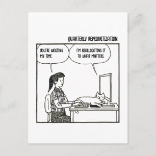 Lustige Katze Büroarbeit Humor Unternehmens Cartoo Postkarte