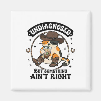 Lustige Katze Cowboyhut Eiskaffee Undiagnostiziert Magnet