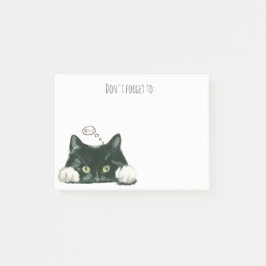 lustige Katze, die an schwarze Katze der Post-it Klebezettel