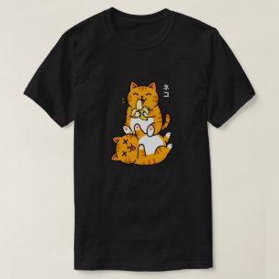 Lustige Katze, die Banane isst Neko süße Cartoon O T-Shirt