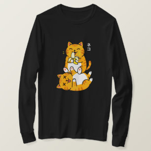 Lustige Katze, die Banane isst Neko süße Cartoon O T-Shirt