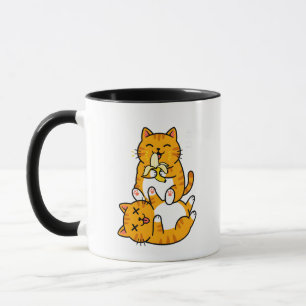 Lustige Katze, die Banane isst Neko Süße Cartoon O Tasse