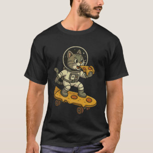 Lustige Katze, die Pizza isst Weltraum Kätzchen Ga T-Shirt