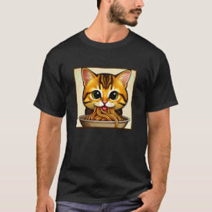 Lustige Katze, die Spaghetti isst T-Shirt