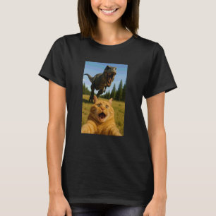 Lustige Katze Dinosaurier Trex Selfie Tierliebhabe T-Shirt