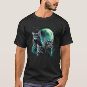 Lustige Katze, drei Katzen Mond T-Shirt