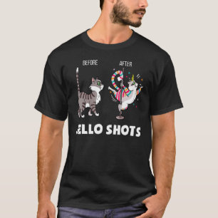 Lustige Katze Einhorn Vorher Nachher Jello Shots T-Shirt