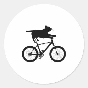 Lustige Katze fährt Fahrrad Runder Aufkleber