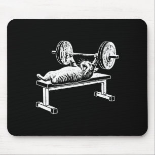 Lustige Katze Fitnessstudio Workout Bankdrücken Ka Mousepad