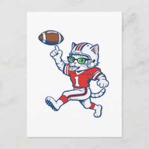 Lustige Katze Football-Spieler Postkarte
