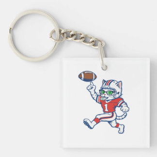 Lustige Katze Football-Spieler Schlüsselanhänger