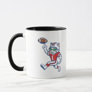 Lustige Katze Football-Spieler Tasse