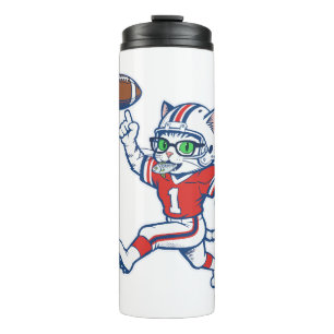 Lustige Katze Football-Spieler Thermosbecher
