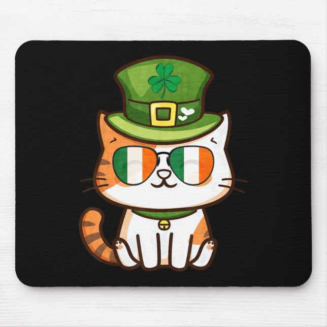 Lustige Katze Frohen St. Patrick's Day  Mousepad (Vorne)