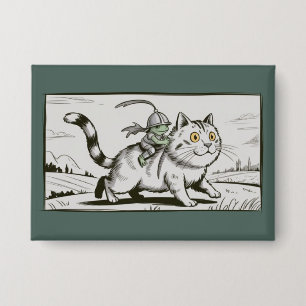 Lustige Katze Frosch Meme Mittelalterlich Vintage  Button