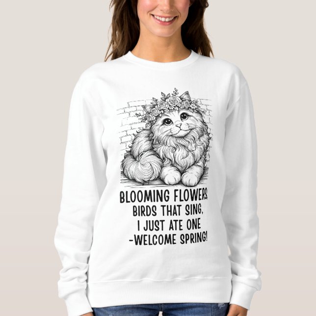 Lustige Katze Frühling Sweatshirt (Vorderseite)