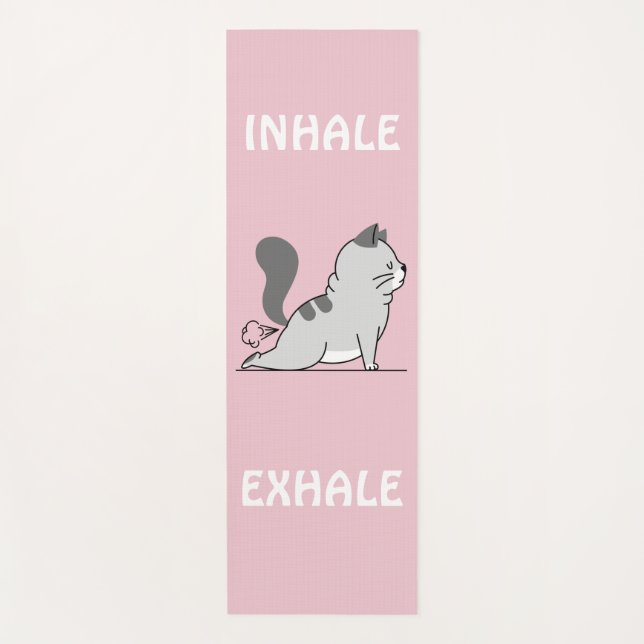 lustige Katze-Furz inhalieren Exhale pink Yogamatte (Vorderseite)
